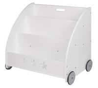 WOLTU Bibliothèque pour Enfants, étagère à Jouets 3 Niveaux, Organiser pour Livres avec Roues,Blanc