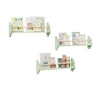 WOLTU Bibliothèque pour Enfants, Étagère Murale avec 3 Tablettes, en Forme de Nuage, Montessori, en Pin et MDF, pour Chambre d'enfant, Salle de Jeux, Vert