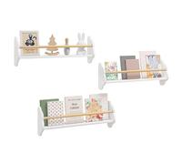 WOLTU Bibliothèque pour Enfants, Étagère Murale avec 3 Tablettes, en Forme de Nuage, Montessori, en Pin et MDF, pour Chambre d'enfant, Salle de Jeux, Blanc