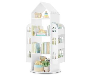 WOLTU Bibliothèque pour Enfants, Étagère Rotative à 4 Niveaux