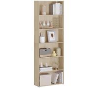 WOLTU Bibliothèque pour Salon, Étagère à 6 Niveaux, Ouvert, pour Salon, Bureau, Chambre, 60x180x23,5 cm, Chêne Clair， SK052hei