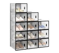 WOLTU Boîte à Chaussure, Lot de 12, Rangement Chaussure, Boîte Chaussure Transparente, Meuble Chaussures, Empilable, Plastique, avec Couvercle Frontal