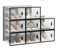 WOLTU Boîte à Chaussure Lot de 8, Meuble Rangement Chaussure Transparente, Empilable, avec Couvercle Frontal, W0ITT2048