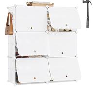 WOLTU Boîte à Chaussures Empilable avec 6 Compartiments Meuble Chaussure pour pour Entrée、Chambre、Studio Blanc