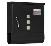 WOLTU Boîte aux Lettres, Boîte Postale avec Compartiment à Journaux, Fenêtres Transparentes, Porte-Nom, Verrouillable, avec 2 Clés, Moderne, Noir, 30,5x9x33,5 cm