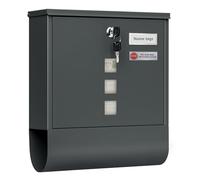 WOLTU Boîte aux Lettres, Boîte Postale avec Serrure, Postbox Extérieur avec 3 Fenêtres Transparentes, Plaque Nominative et Zones Divisées, Anthracite, 33,5 x 30 x 9,5 cm