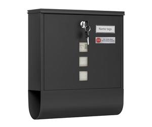 WOLTU Boîte aux Lettres, Boîte Postale avec Serrure, Postbox Extérieur avec 3 Fenêtres Transparentes, Plaque Nominative et Zones Divisées, Noir, 33,5 x 30 x 9,5 cm