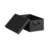 WOLTU Boîte de Rangement Pliable, Panier de Rangement en Tissu Non-Tissé, avec Poignées et Couvercle, pour Vêtements et Jouets, Noir, 48x29x20cm