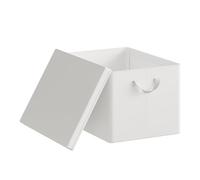 WOLTU Boîte de Rangement Pliable, Panier de Rangement en Tissu Non-Tissé, avec Poignées et Couvercle, pour Vêtements et Jouets, Blanc, 48x36x30cm