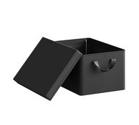 WOLTU Boîte de Rangement Pliable, Panier de Rangement en Tissu Non-Tissé, avec Poignées et Couvercle, pour Vêtements et Jouets, Noir, 38x27x20cm