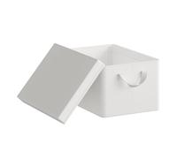 WOLTU Boîte de Rangement Pliable, Panier de Rangement en Tissu Non-Tissé, avec Poignées et Couvercle, pour Vêtements et Jouets, Blanc, 38x27x20cm