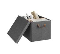 WOLTU Boîte de Rangement Pliable, Panier de Rangement en Tissu Non-Tissé, avec Poignées et Couvercle, pour Vêtements et Jouets, Gris, 38x27x20cm