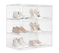 WOLTU Boîtes à Chaussures, Lot de 6 Bacs de Rangement avec Portes Frontales, Organisateurs Empilables, en PP+ABS Transparent pour Chaussures Homme et Talons Hauts Famme, Pointure 46