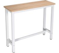WOLTU BT17hei+BH237hei-2 1 x table de bar + 2 x tabourets de bar Table de salle à manger Bistro Comptoir de bar Structure métallique MDF chêne clair 120 x 40 x 100 cm (L x P x H)
