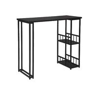 WOLTU BT25sz Table de Bar Table de Bistrot Table de comptoir avec 2 tablettes, Structure en métal Plateau en MDF,120x50x105cm Noir
