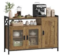 WOLTU Buffet de Cuisine à 3 Portes Meuble de Rangement pour Cuisine Salon Entrée 110x33x75 cm en Bois + Métal Chêne Brun