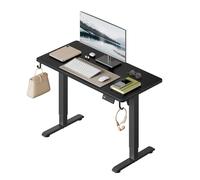 WOLTU Bureau Assis Debout, Bureau Réglable en Hauteur Électrique, 72-118 cm, avec 3 Hauteurs de Mémoire, Réglage en Continu, 2 Crochets, pour Travail à Domicile et Ordinateur, 100x48 cm, Noir