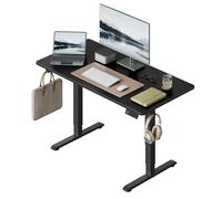 WOLTU Bureau Assis Debout, Bureau Réglable en Hauteur Électrique, 72-118 cm, avec 3 Hauteurs de Mémoire, Réglage en Continu, 2 Crochets, pour Travail à Domicile et Ordinateur, 120x60 cm, Noir