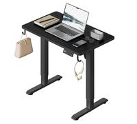 WOLTU Bureau Assis Debout, Bureau Réglable en Hauteur Électrique, 72-118 cm, avec 3 Hauteurs de Mémoire, Réglage en Continu, 2 Crochets, pour Travail à Domicile et Ordinateur, 80x48 cm, Noir