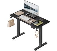 WOLTU Bureau Assis Debout, Bureau Réglable en Hauteur Électrique, 72-118 cm, avec 3 Hauteurs de Mémoire, Réglage en Continu, 2 Crochets, pour Travail à Domicile et Ordinateur, 100x48 cm, Noir