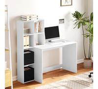 WOLTU Bureau avec Étageres de Rangement, Table Bureau Blanc, 140x50x134 cm
