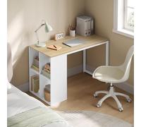 WOLTU Bureau avec Rangement et Etagere, Table Bureau 120x60x75 cm, pour Études et Chambre Ado, Chêne Blanc