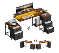 WOLTU Bureau d'angle en L avec Rangement, avec 5 Tiroirs