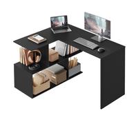 WOLTU Bureau d'angle en L, Bureau d'Ordinateur avec Rangement, Noir | Étagères Ouvertes, 120x100cm, pour Études, Chambre, Bureau et Salon