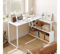 WOLTU Bureau d'angle en L, Table de Travail PC, Chêne Clair | 120x100x74cm, avec Étagère Tournante, Support Livres, pour Chambre/Salon/Bureau, Chêne Clair