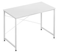WOLTU Bureau de Travail en Bois Composé, Bureau d'Ordinateur, Table Informatique, Piétement Métallique, 100x50x75cm, Blanc