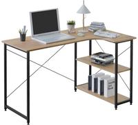 WOLTU Bureau d'ordinateur avec 2 Étagères, Bureau d'angle en L, Bois d'Ingénierie et Métal, 120x74x71,5cm, Nature+Noir W0ETT0050