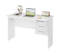 WOLTU Bureau d'Ordinateur avec 3 Tiroirs Blanc, Table de Travail PC, 120x60 | Structure Acier & Plateau Bois d'Ingénierie, pour Bureau Domicile, Studio