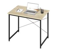 WOLTU Bureau d'Ordinateur, Table Informatique, 80x60x70cm, Chêne Clair+Noir | avec Piétement Métallique, pour Bureau, Salon, Chambre, en Bois Composé