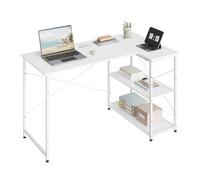 WOLTU Bureau en L avec Rangement et Etagere, Table Bureau Blanc pour Études et Chambre Ado, 120x73x72 cm