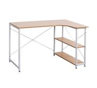 WOLTU Bureau en L avec Rangement et Etagere, Table Bureau pour Études et Chambre Ado, 120x73x72 cm, Chêne+Blanc