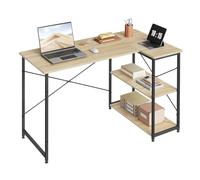 WOLTU Bureau en L avec Rangement et Etagere, Table Bureau pour Études et Chambre Ado, 120x73x72 cm, Chêne+Noir