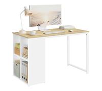 WOLTU Bureau avec Rangement et Etagere, Table Bureau 120x60x75 cm, pour Études et Chambre Ado, Chêne Blanc