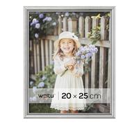 WOLTU Cadre Photo 20x25cm Cadre en Bois Massif avec Passe Partout Suspendre Horizontalement ou Verticalement, Décoration Murale ou sur Table, Argent