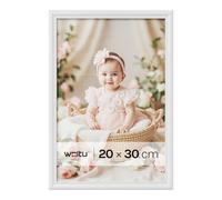 WOLTU Cadre Photo 20x30cm Cadre en Bois Massif avec Passe Partout Suspendre Horizontalement ou Verticalement, Décoration Murale ou sur Table, Blanc