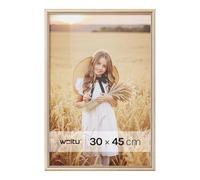 WOLTU Cadre Photo 30x45cm Cadre en Bois Massif avec Passe Partout Suspendre Horizontalement ou Verticalement, Décoration Murale ou sur Table, Or