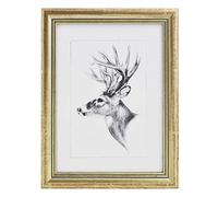 WOLTU Cadre Photo 40x50cm Cadre en Bois Massif avec Passe Partout Suspendre Horizontalement ou Verticalement, Décoration Murale ou sur Table, Or