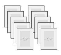 WOLTU Cadre Photo A4 21x29,7cm en Aluminium Noir, Lot de 10 Cadre Décoration Murales avec Passepartout, Mural et à Chevalet pour Montage Mural Vitrage en Plastique, BR9956sz-10