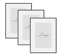 WOLTU Cadre Photo A4 21x29,7cm en Aluminium Noir, Lot de 3 Cadre Décoration Murales avec Passepartout, Mural et à Chevalet pour Montage Mural Vitrage en Plastique, BR9956sz-3