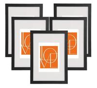WOLTU Lot de 5 Cadre Photo 30x40cm en Bois, Cadre pour Poster avec Passe Partout, Suspendre Horizontalement ou Verticalement, Décoration Murale ou sur Table, Noir