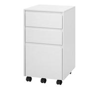 WOLTU Caisson Bureau Mobile, avec 3 Tiroirs,Blanc et Noir