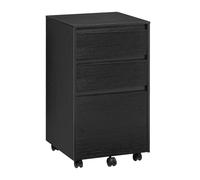 WOLTU Caisson Bureau Mobile, avec 3 Tiroirs,Noir | Meuble Rangement sur roulettes, 40x40x71.5cm