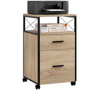 WOLTU Caisson de Bureau à roulettes, Armoire Mobile pour Dossiers, Cadre en Métal, 40x40x69cm, Effet Bois Clair W0ATT0387