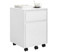 WOLTU Caisson de Bureau, avec 2 Tiroirs, Armoire à Dossiers sur roulettes, en Bois d'ingénieur PB, 40x40x56cm, Blanc W0ATT0596