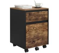 WOLTU Caisson de Bureau, avec 2 Tiroirs, Armoire sur roulettes, en Bois d'ingénieur PB, 40x40x56cm, Effet Bois Vintage W0ATT0595