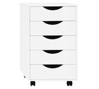 WOLTU Caisson de Bureau avec 5 Tiroirs, Armoire à Dossiers sur roulettes, pour Bureau, Chambre, en Bois d'Ingénierie PB, Blanc, 40x40x66,5cm, ASK14ws